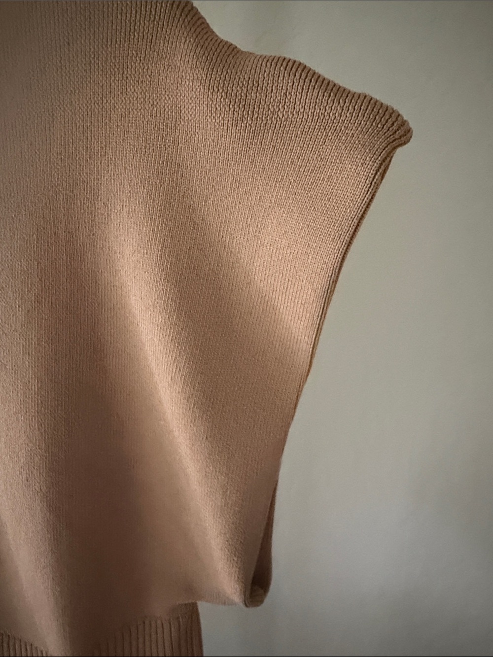 Anthropologie Camel-Tan Mini Sweater Dress Cap Sleeve Knit Size L - Picture 6 of 9